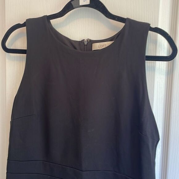 Loft A-Line Dress Black Ponte Eyelet Hem Dress - 12 - Great Condition - Picture 3 of 7